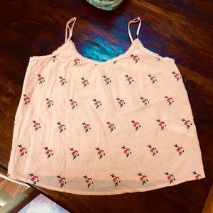 Abercrombie & Fitch pink floral embroidered tank top